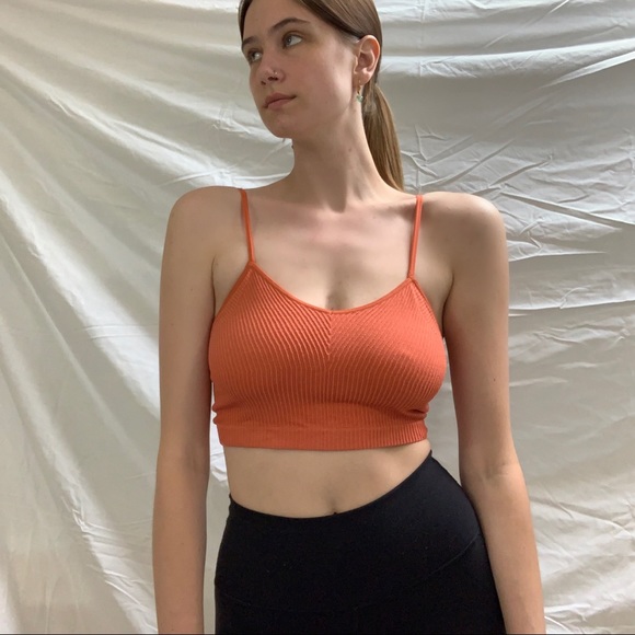 Ribbed Orange Crop Top / Sports Bra - Picture 4 of 8